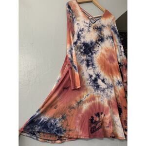 Oddi Size Small Tie Dye T-shirt Dress Jersey Knit Hippie Festival Boho Earthy